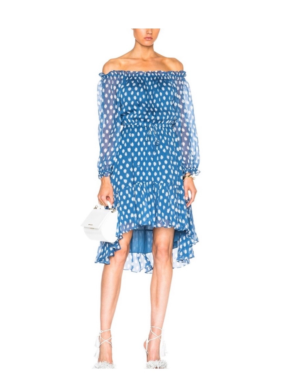 DVF Diane Von Furstenberg Camila Off Shoulder Polka Dot Cottagecore